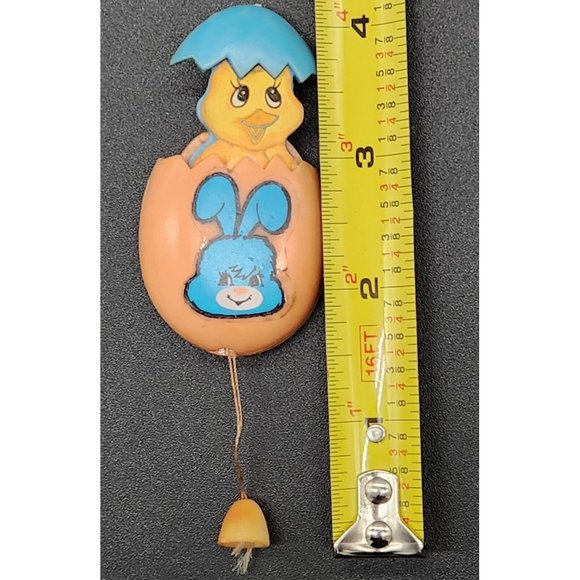 Vintage PULL CORD EASTER BUNNY & Chick Pin and  RABBIT Egg PIN - Picture 6 of 9